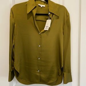 NWT Vince Silk Shaped Collar Button Down Blouse